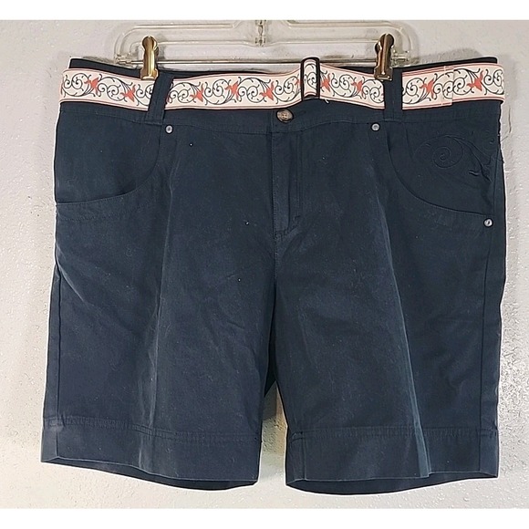 Cabela's Women's Shorts Size 18 Embroidered Navy Blue Chino Cotton Blend Pockets - Picture 1 of 9